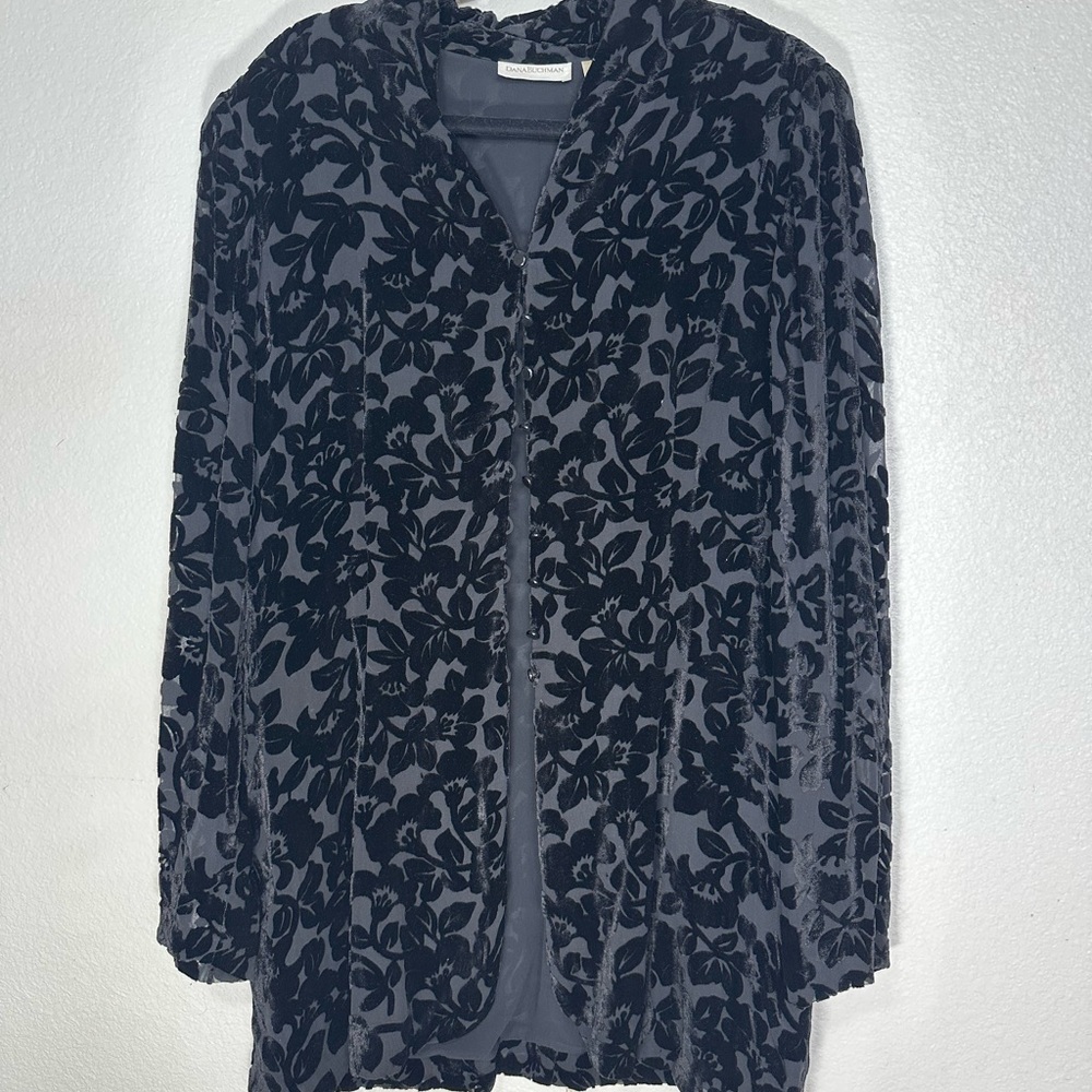 Floral Velvet Jacket in Black